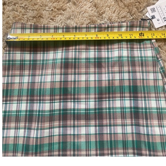 Zara Plaid Mini Skirt Green Brown Tan Checkered Casual‎ XS NWT - Picture 7 of 8